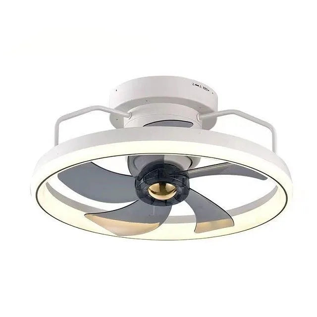 Modern overhead fan lamp with 500mm blades and integrated acrylic light shade in multiple colour options