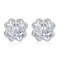 Zeng Yin 925 silver heart-shaped earrings with four-leaf clover design and zircon accents