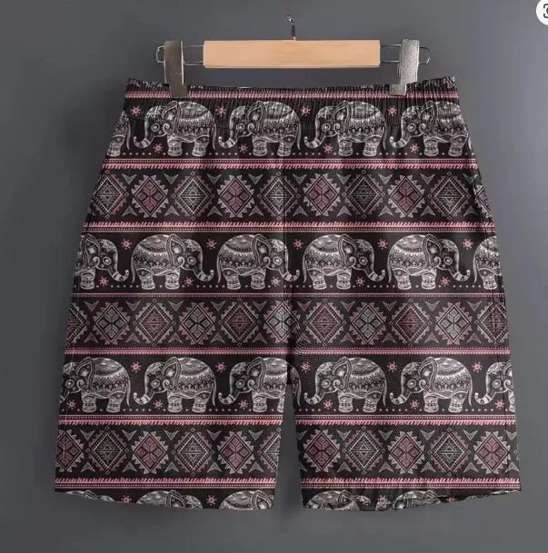 Men's striped polyester casual shorts for outdoor sports and leisure activities