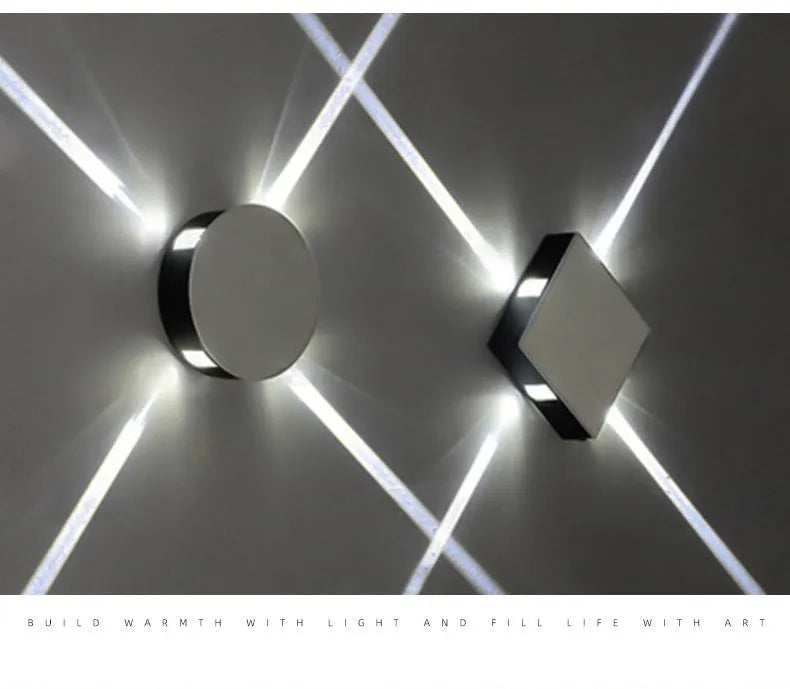 Modern square and round LED aluminium wall light with iron lampshade for living room or bedroom
