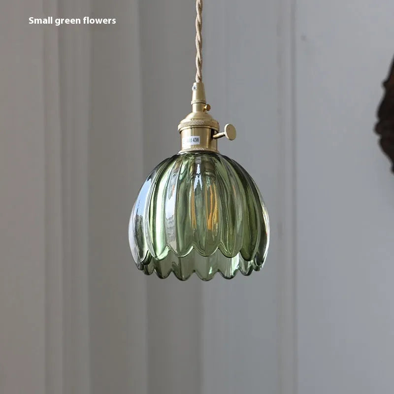 Vintage glass flower chandelier with Nordic design in amber, white, green, transparent or smoky grey colours