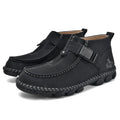 Handmade stitching casual slip-on shoes in synthetic leather with a flat bottom and low heel