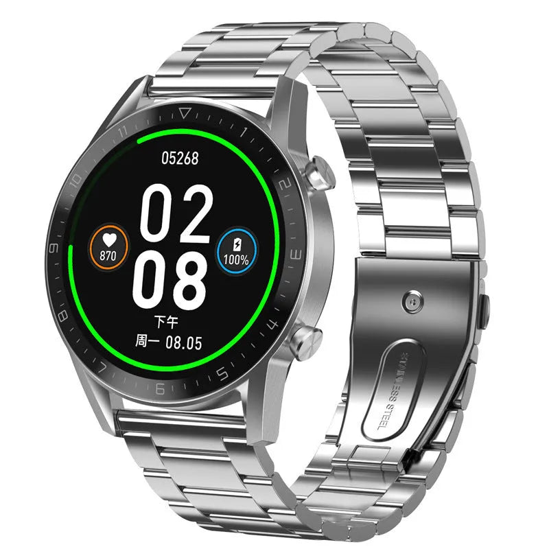 Multifunctional sports watch with leather strap and 1.3-inch touchscreen display