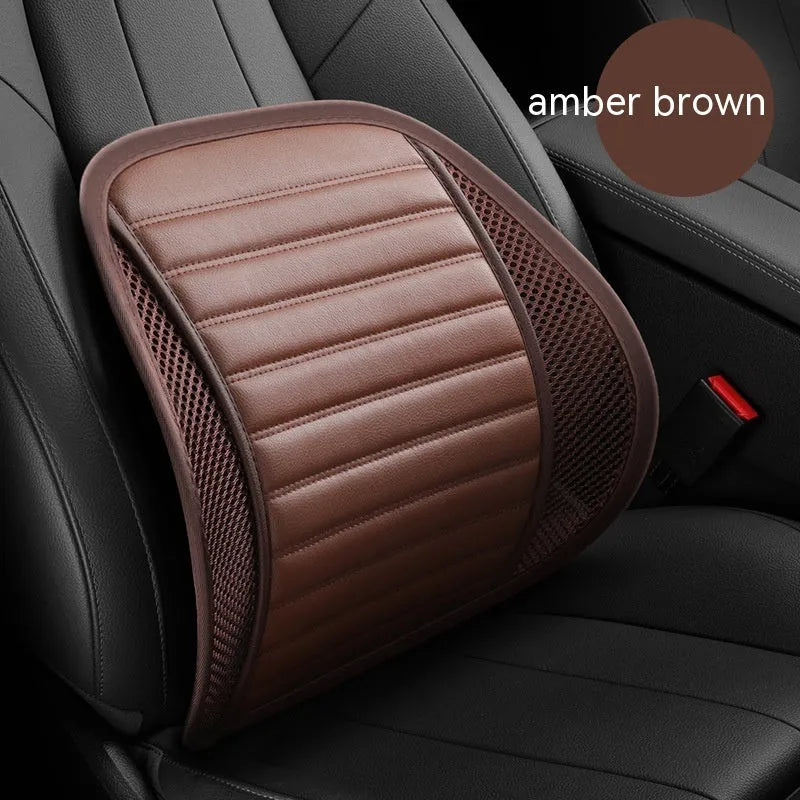 Genuine leather lumbar support cushion for car seats and office chairs in five colour options