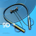 Wireless Bluetooth neck-mounted stereo headset in black with earpieces and neckband