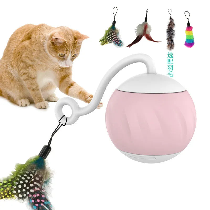 Electric luminous cat teasing ball toy in watermelon green colour with automatic movement