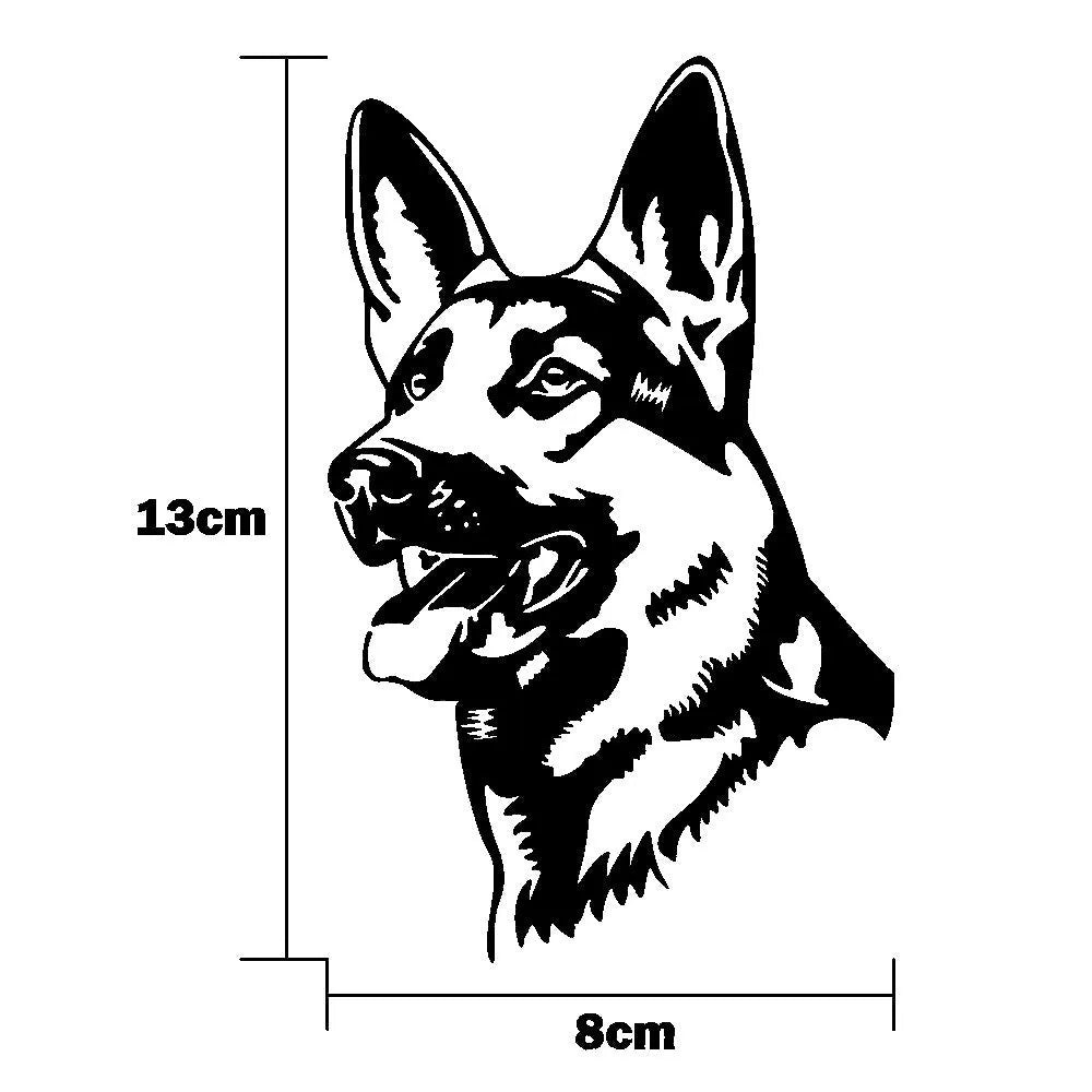 Reflective Alsatian Shepherd hunting dog bumper sticker in 13x8 cm size