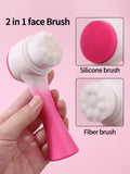Facial brush set with coral fleece hair band, nylon brush, and face wash mitts in assorted colours