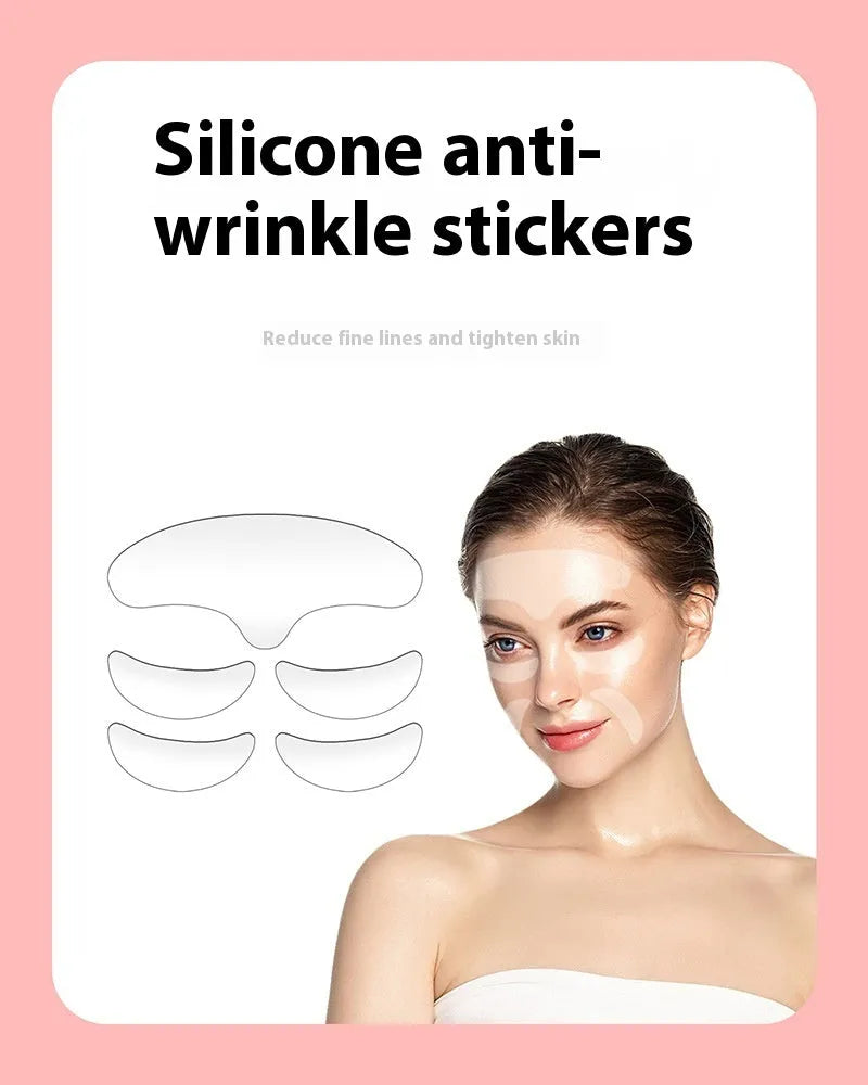 Five silicone anti-wrinkle face pasters arranged with total package weight of 26.8g