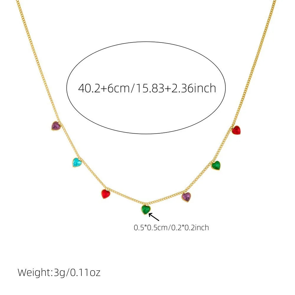 Women's gold-plated heart necklace on adjustable stainless steel chain showing love design element