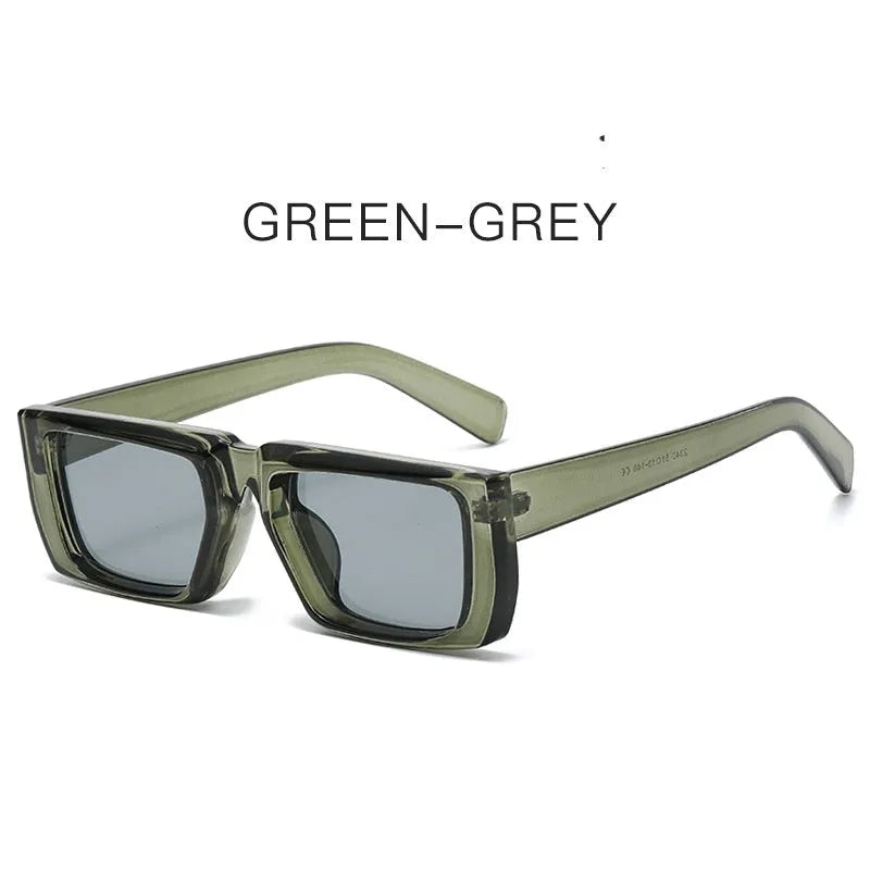 Y2K style sunglasses with UV400 protection in multiple colour combinations including black, grey, and transparent frames