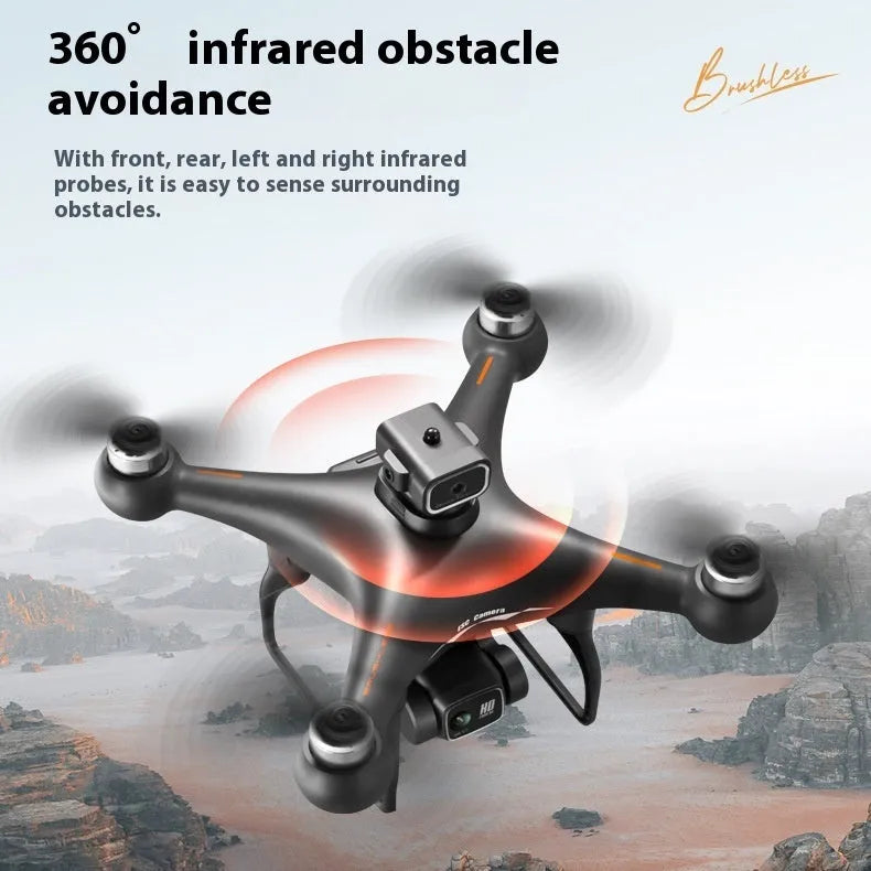 Black HD brushless UAV drone with four-side obstacle avoidance and dual camera aerial photography system