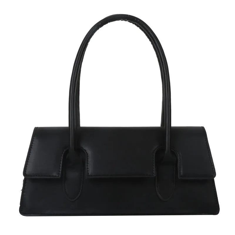 Women's small square shoulder bag in PU leather with document pocket and stitching detail