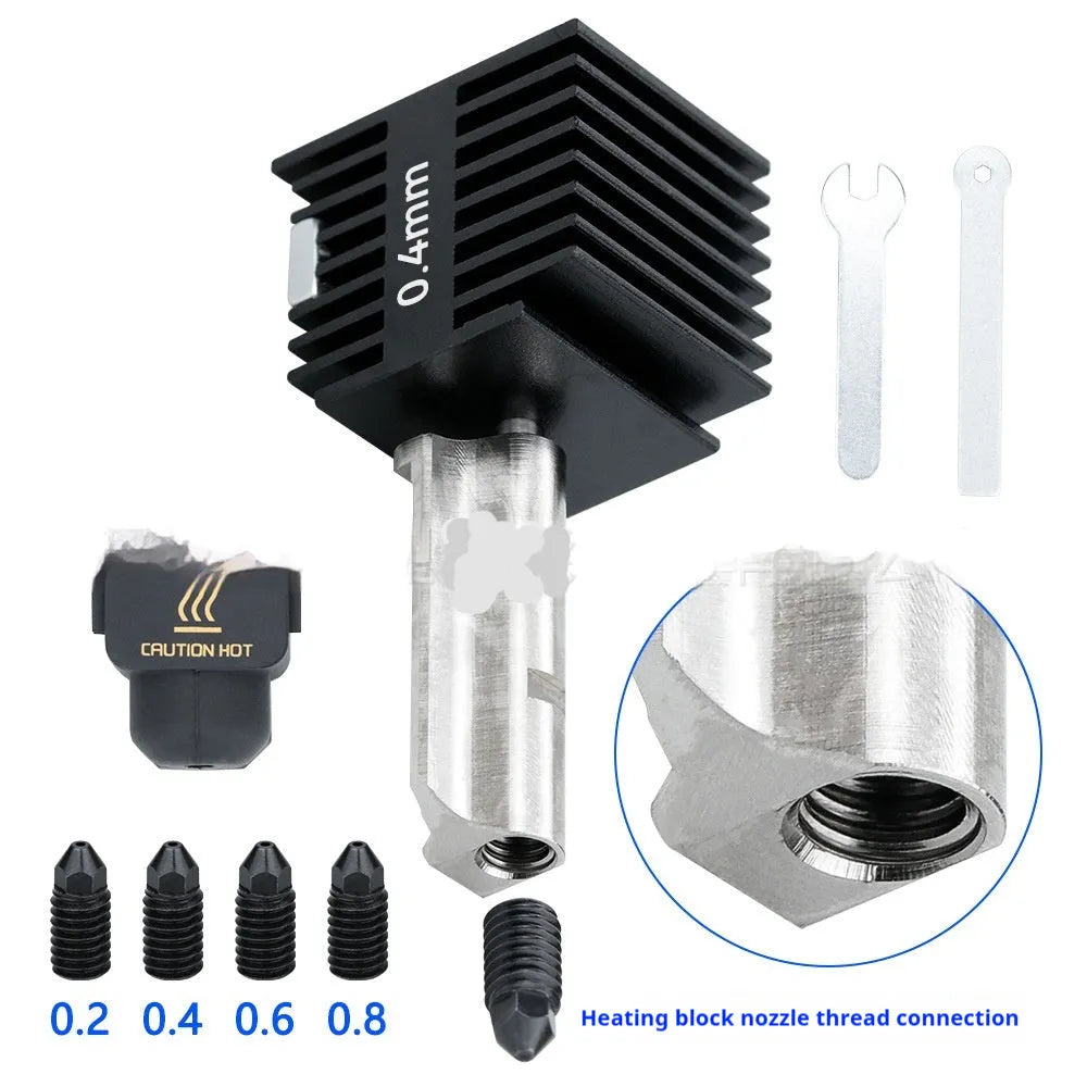 Bambu Lab A1 Mini 3D printer hot end assembly kit with hardened steel nozzle and black silicone sleeve