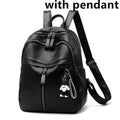 Black PU leather backpack with double straps showing ID compartment organisation