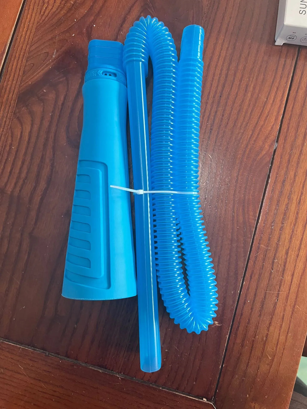 Blue suction pipe appliance cleaning tool with round head, 114cm length, includes three blue opp bags