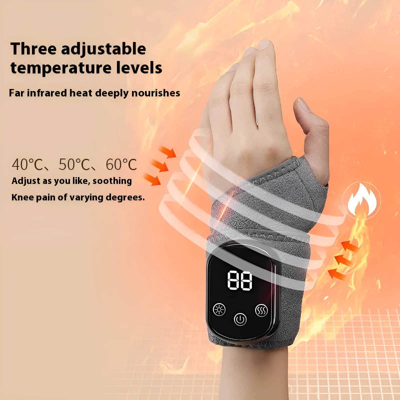Grey cloth-covered rechargeable hand massager with timer for wrist ankle knee neck physiotherapy