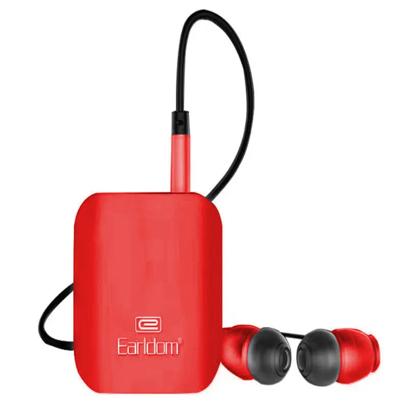Black Bluetooth lavalier audio receiver for converting wired running headphones to wireless with 10-metre range