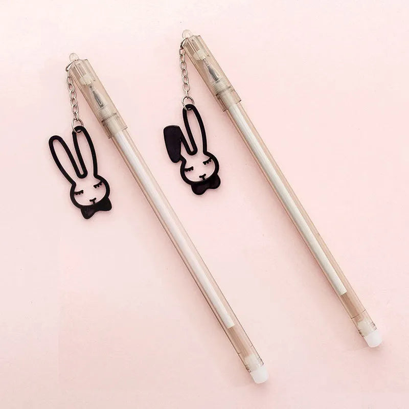 0.38mm gel pen with paper crane or rabbit pendant charm on 17cm plastic pen