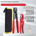 Red cloth PEX single ear clamp set with metal construction and carbon steel cutting edge