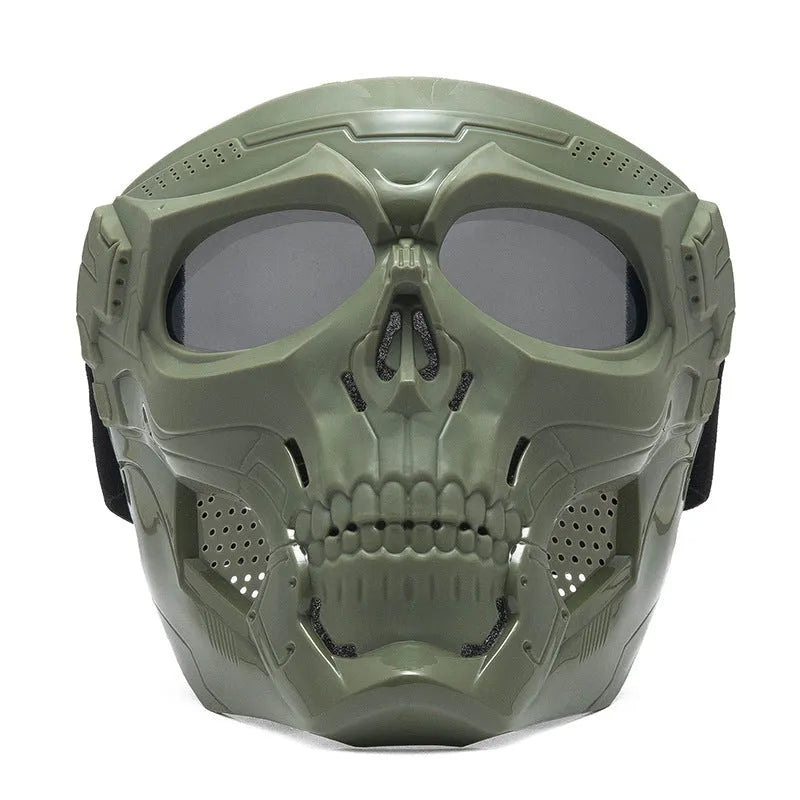Skull riding mirror windproof goggles unisex full frame with interchangeable lens and headband in black