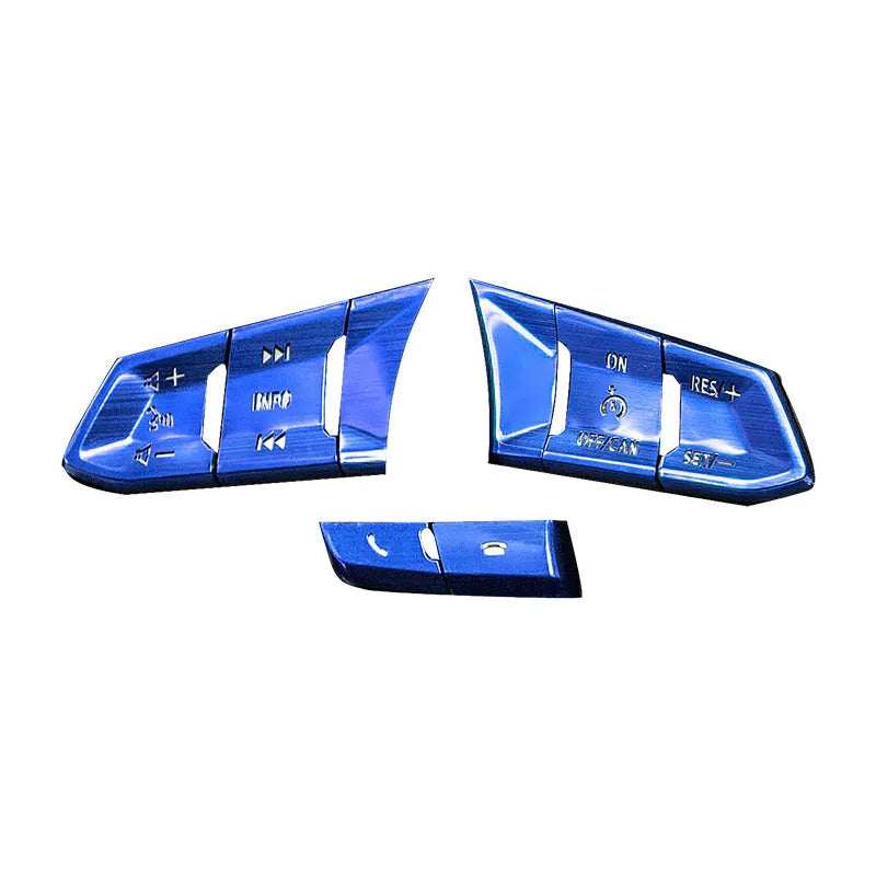 Aluminium alloy steering wheel button decorative stickers in brushed red silver blue colours