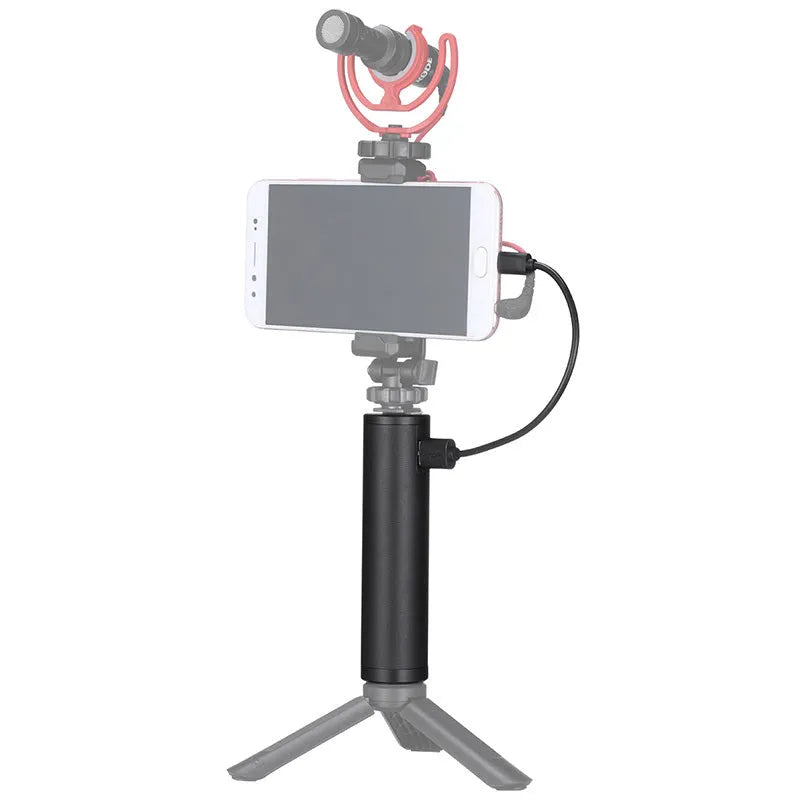 Black aluminium alloy handheld power bank showing size and portable design