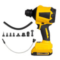 Yellow cordless handheld dust blower gun with adjustable air volume dial for office and home cleaning
