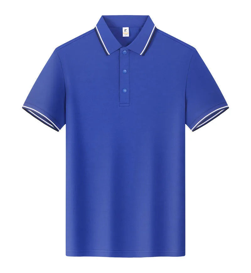 Lapel work short sleeve t-shirt in long-staple cotton, straight fit, white colour option