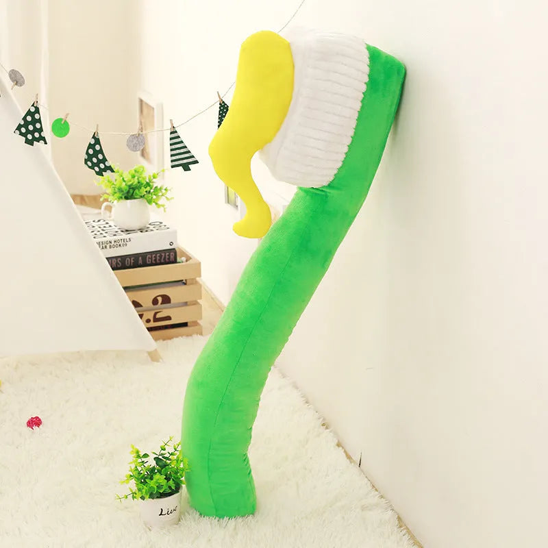 90cm cartoon toothbrush pillow plush toy in green, yellow, pink, and blue for photo props