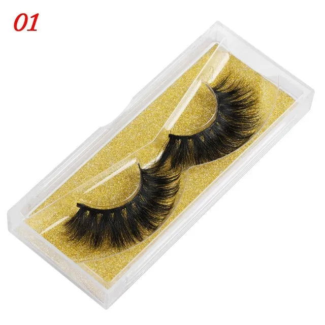 25mm wispy mink eyelashes with 5D handmade black hair and plastic cotton stalk