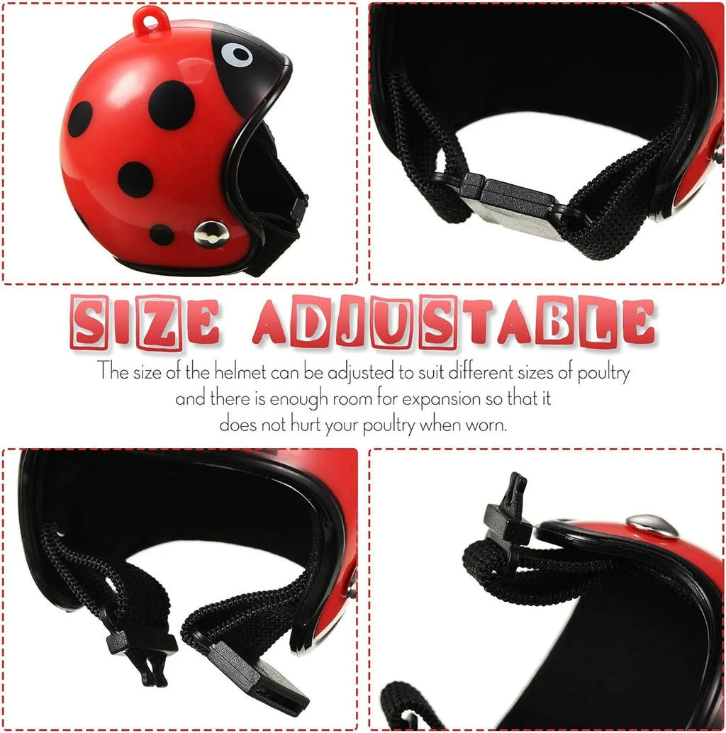 Adjustable plastic chicken helmet for small pet protection with elastic bands and sponge lining