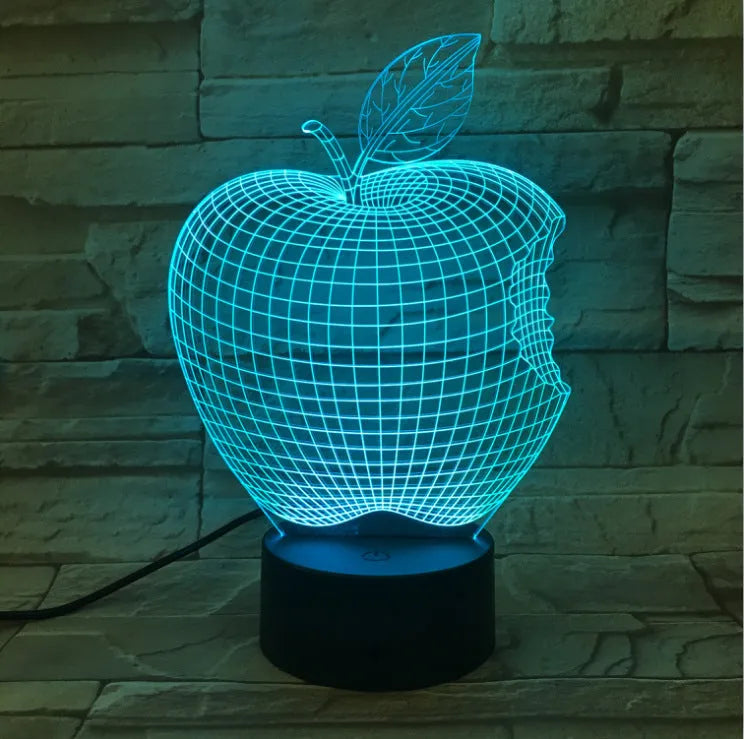 3D colourful fruit-shaped acrylic night light with LED touch control in seven colours.