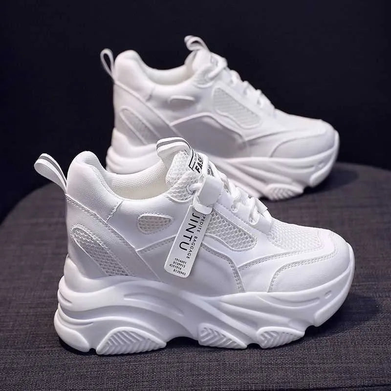 Women's casual platform shoes with mesh upper, TPR sole, and hollow-out toe holder design