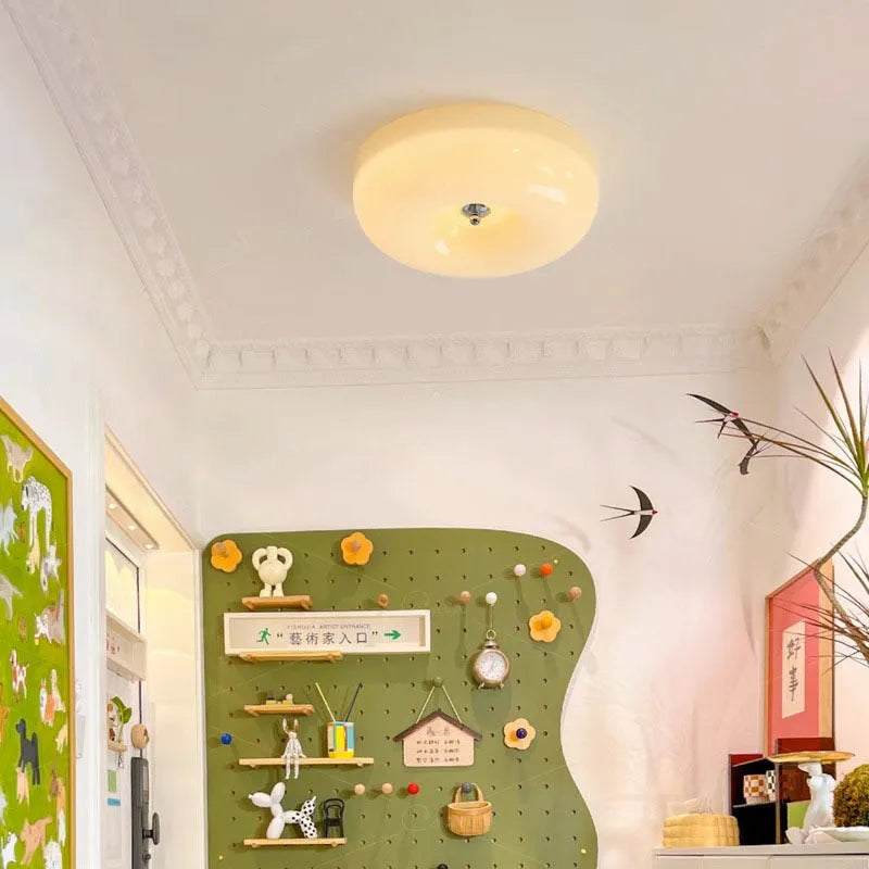 Cream coloured American style bedroom ceiling lamp with three-colour light setting