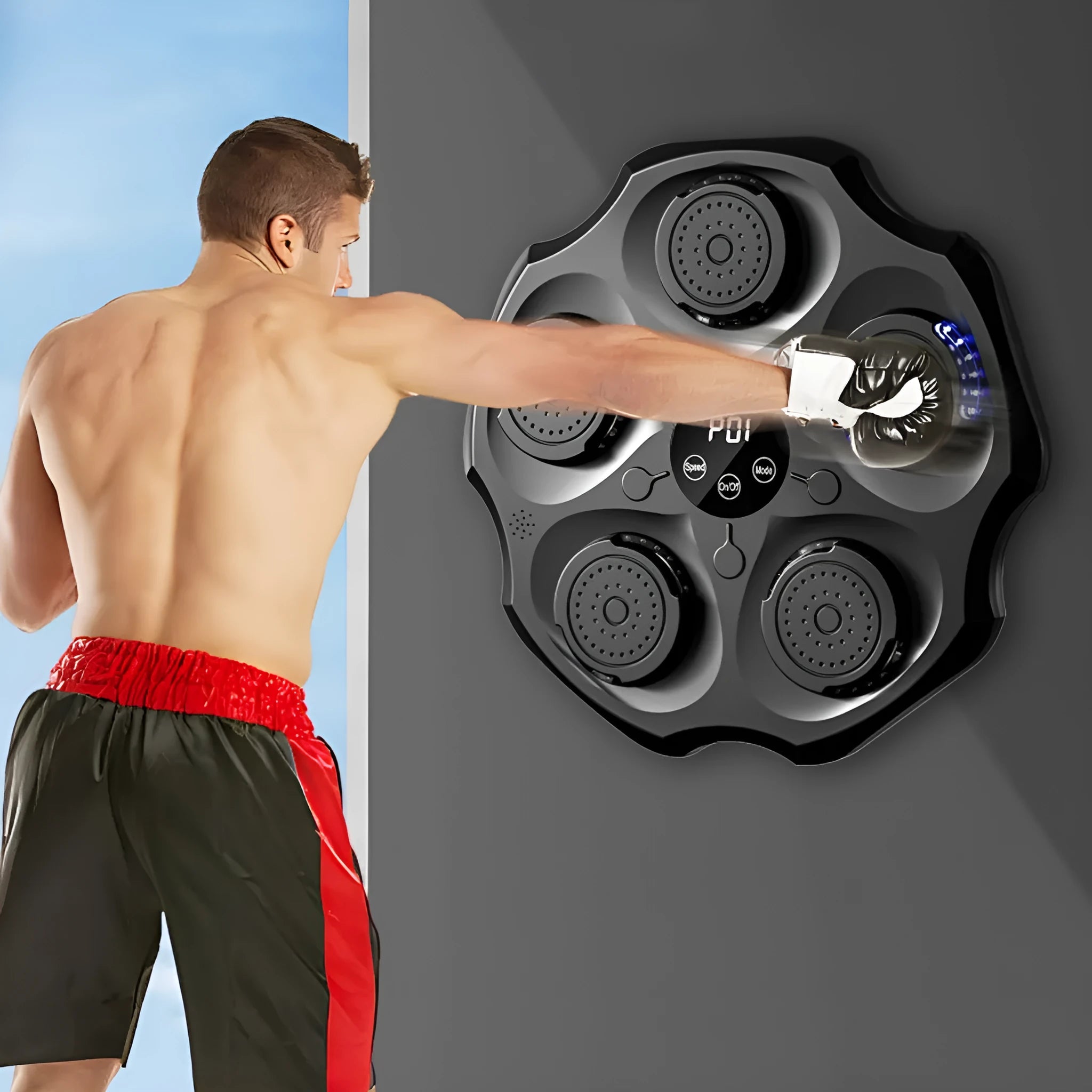 Hanging boxing wall target with Bluetooth music recognition and boxing gloves for home fitness training