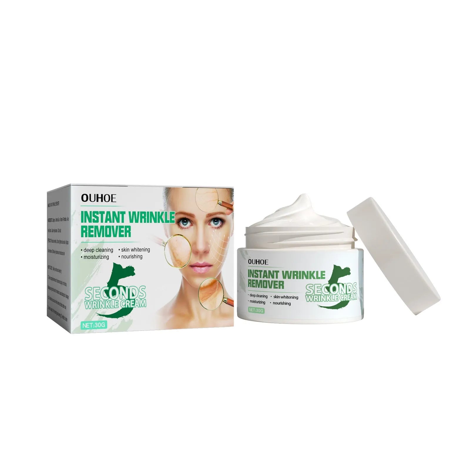 30g anti-aging anti-wrinkle face cream in standard packaging with hydrating formula