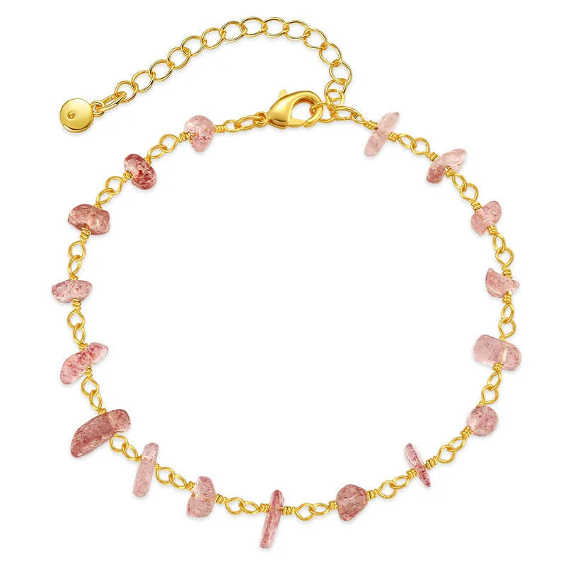 Women's irregular natural turquoise bracelet with geometric crystals in 18K copper, multiple colour options