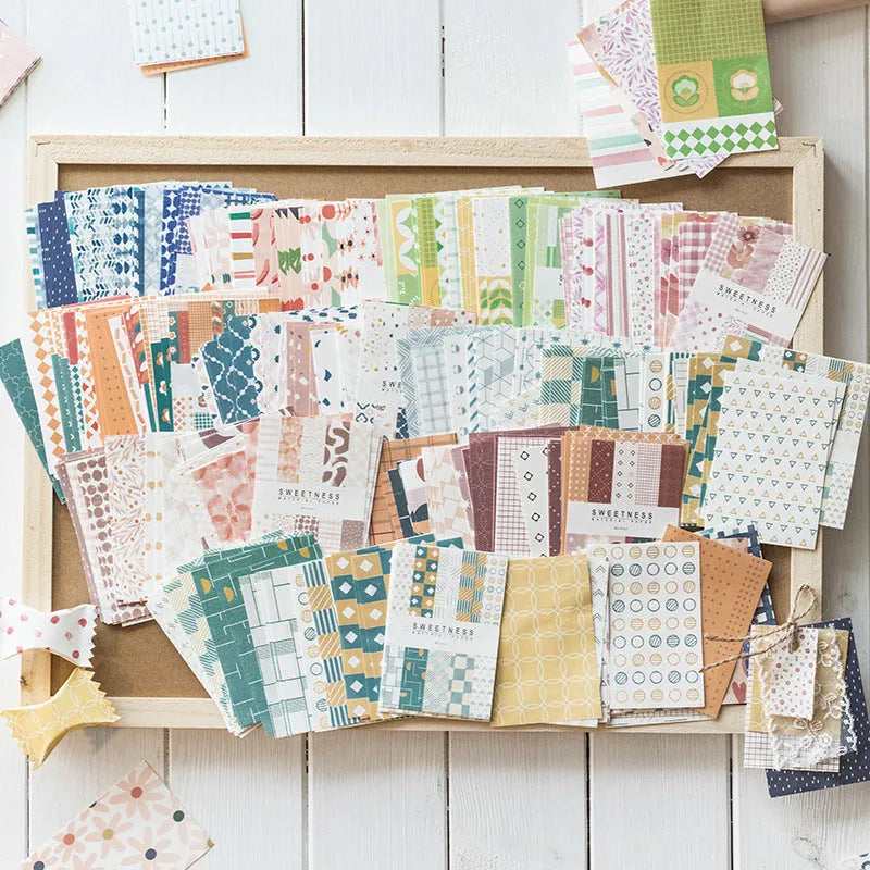 Pack of 50 retro dessert-themed note papers in ten food colours, each 56mm by 83mm.