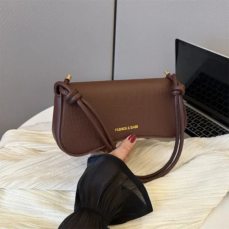 Summer minimalist PU underarm bag square crossbody tote for women, khaki colour, white background