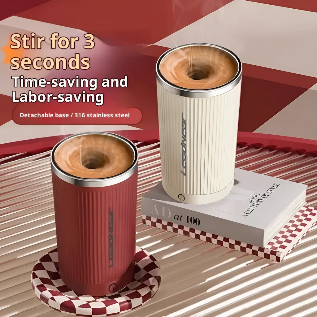 Fully automatic mixing cup 400ml 316 stainless steel electric coffee cup with removable base in beige