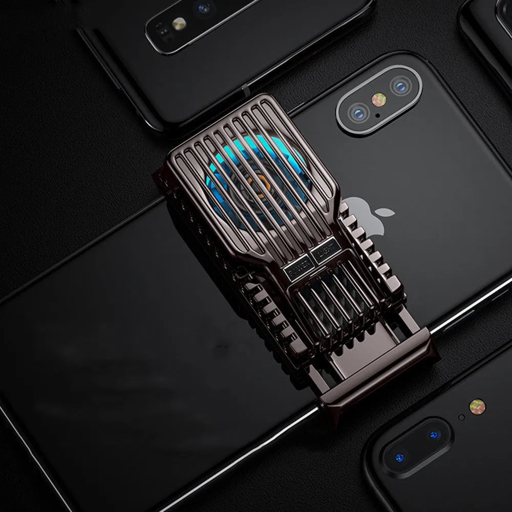 Black clip-on mobile phone radiator with aluminium alloy and ceramic cooling components