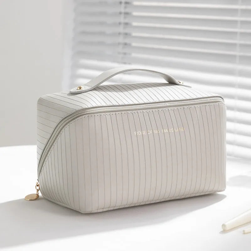 Vertical pattern pillow makeup bag cubic shape 22.5cm travel organiser in multiple colours