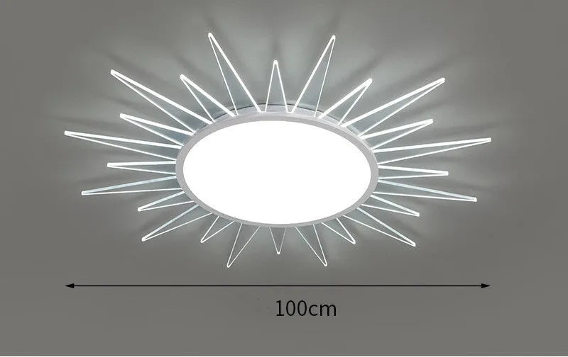 Circular aluminium LED ceiling lamp with remote control dimming in modern design