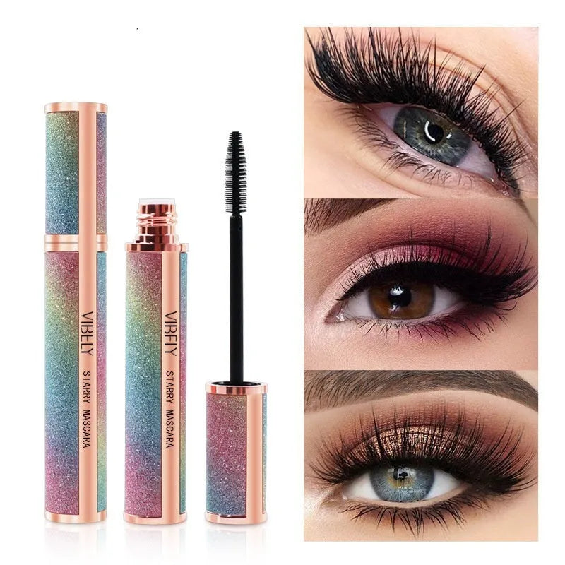 Black waterproof mascara with 4D curling effects for long thick lashes