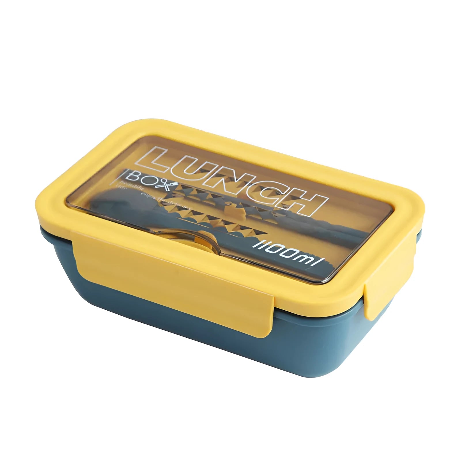 Four-layer partitioned bento lunch box in Nordic style with green plastic construction