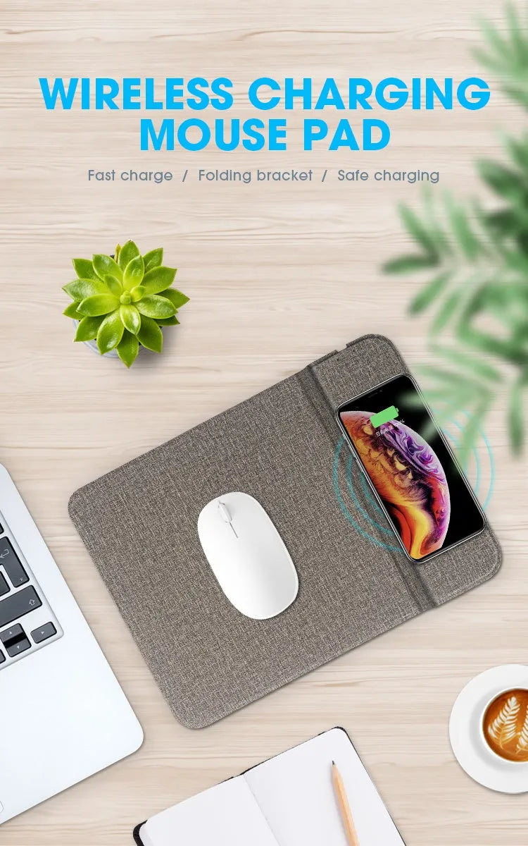 Foldable cloth wireless charging phone holder showing adjustable viewing angles