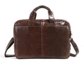 Brown 18-inch men's business briefcase made from first layer cowhide leather