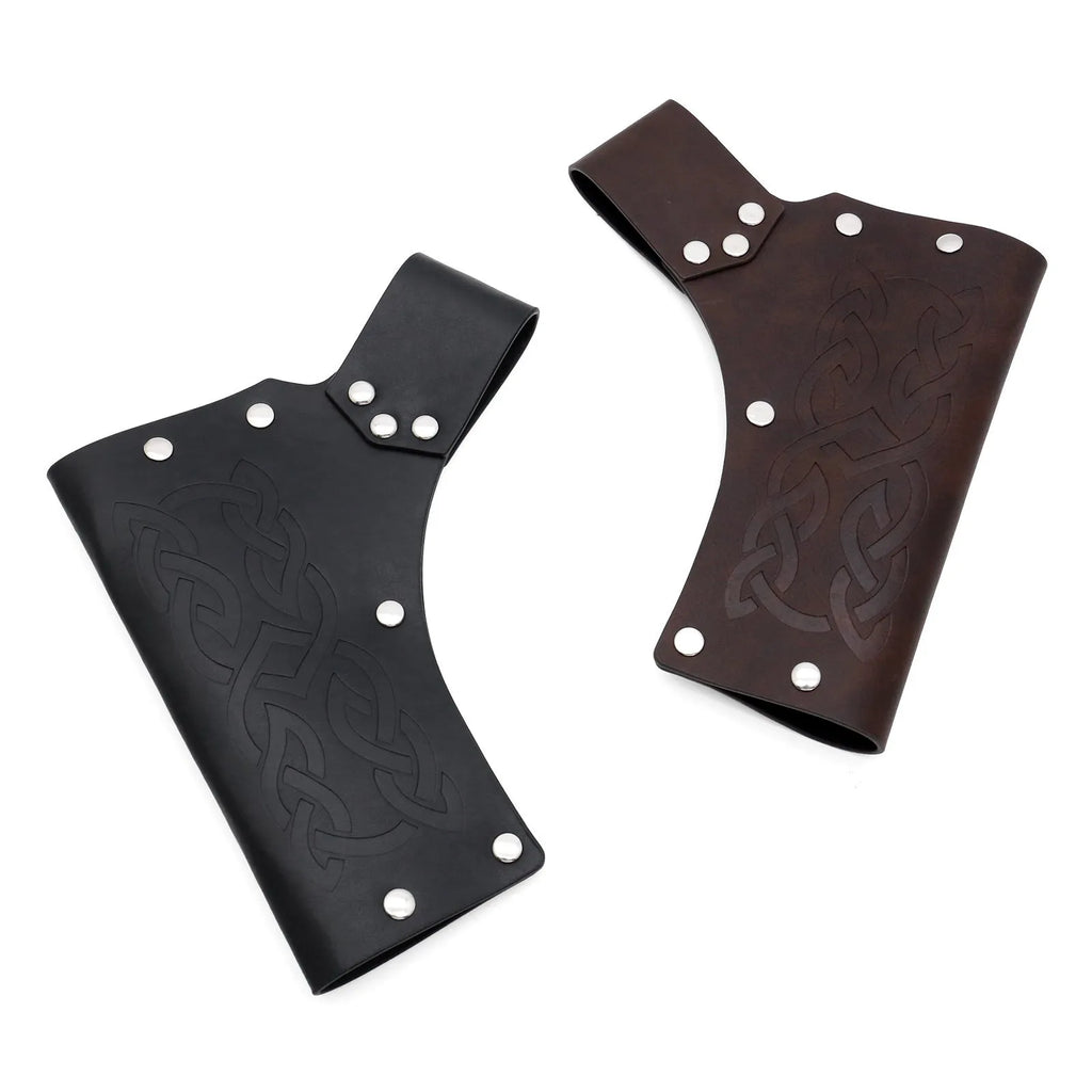 Medieval knight PU belt three-piece set for men cosplay props in black