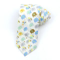 Korean style narrow men's cotton bow tie with a cartoon print pattern on an adjustable neck band.